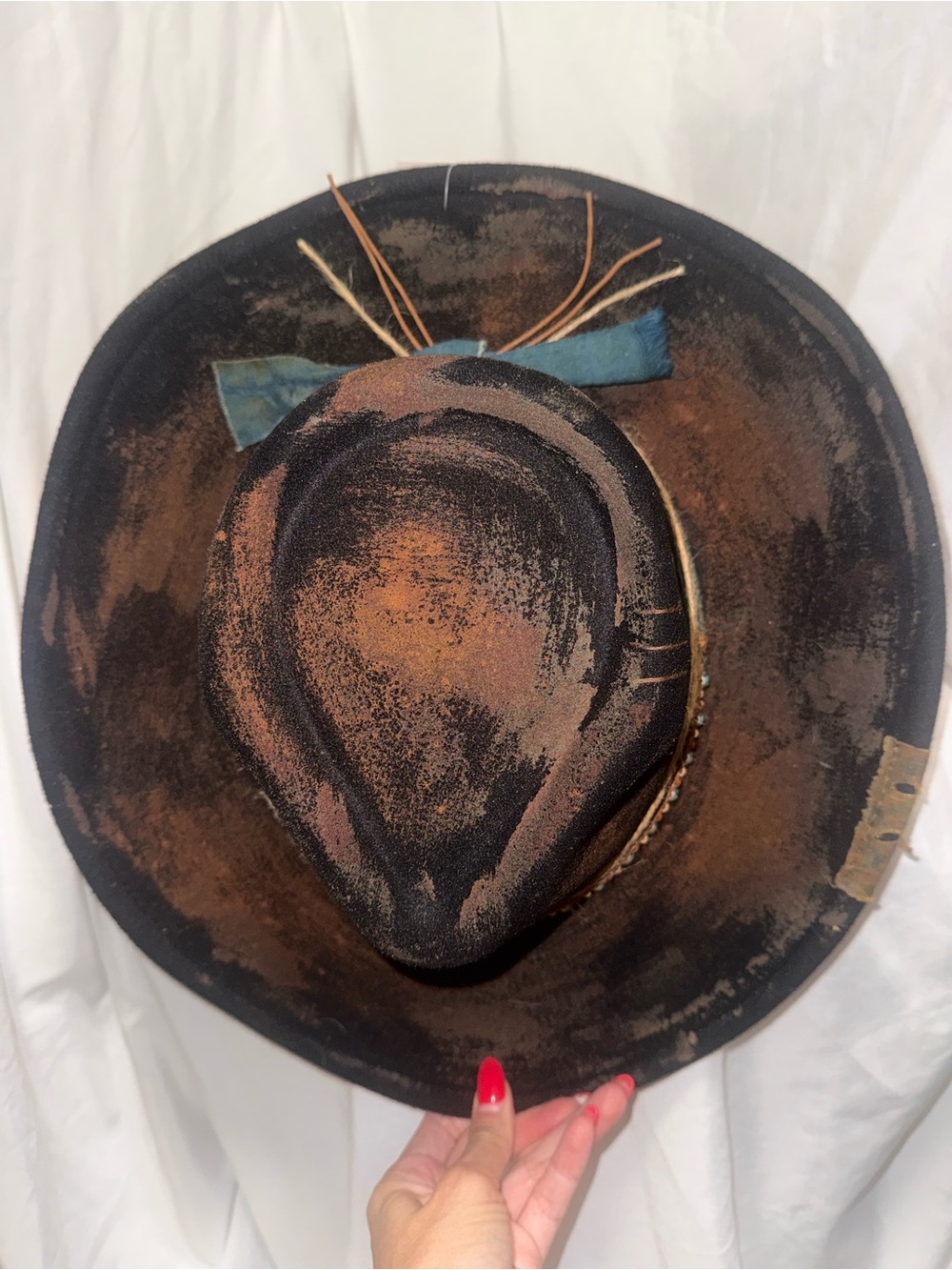 Western Rustic Fedora Hat - Black and Brown - Picture 5 of 8
